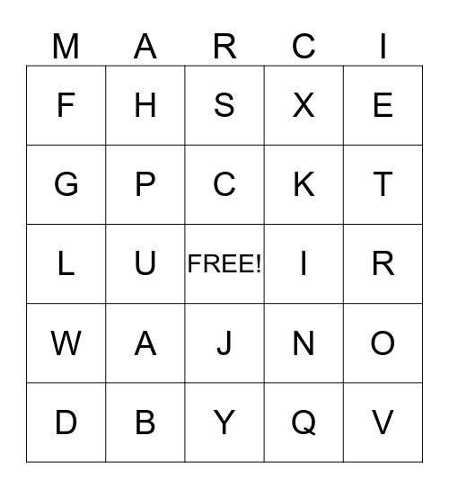 MARCELLA'S BIRTHDAY BINGO Card