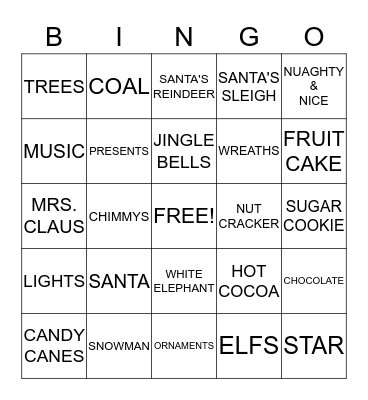 CHRISTMAS Bingo Card