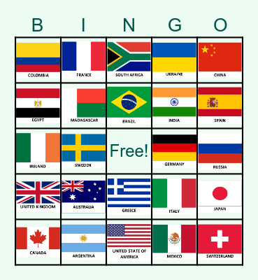 FLAG BINGO Card