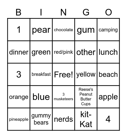 4 musketeers Bingo Card