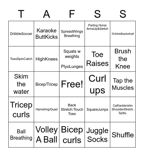 PE BINGO: Bingo Card