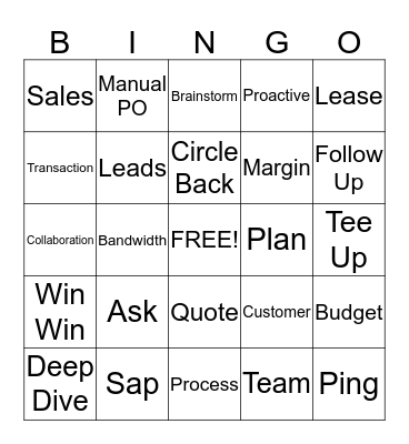 Sales All Hands Bingo Card