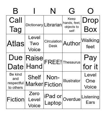 Library Bingo Card
