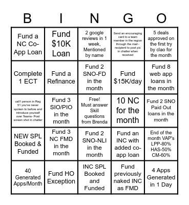 Region 51 June BINGO Challenge Bingo Card