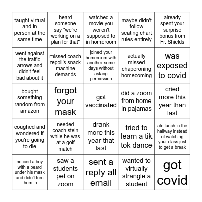 COVID BINGO Card