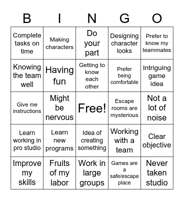 Team Survey Bingo Card