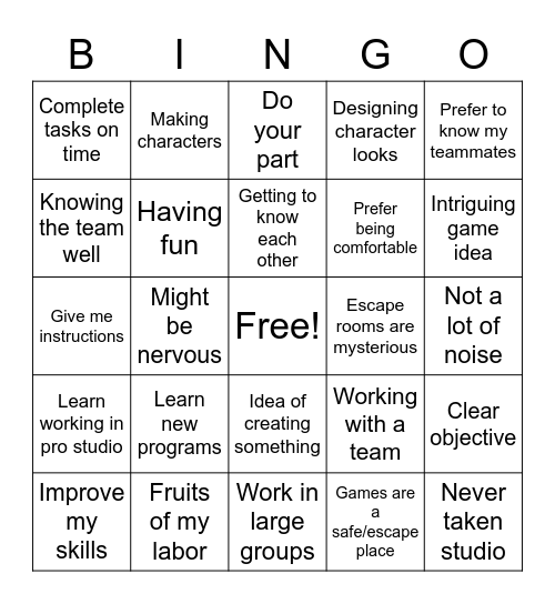 Team Survey Bingo Card