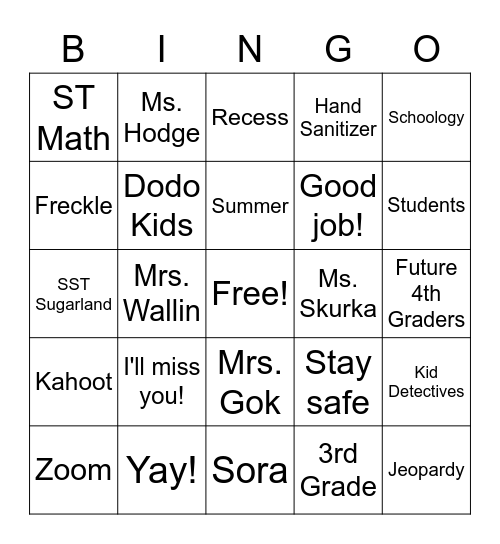 SST Sugarland Summer Bingo Card