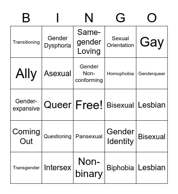 PRIDE Bingo Card