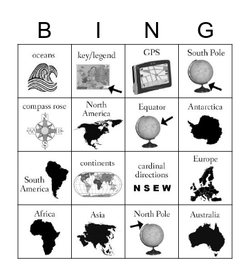 Continents Bingo Card