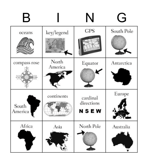 Continents Bingo Card