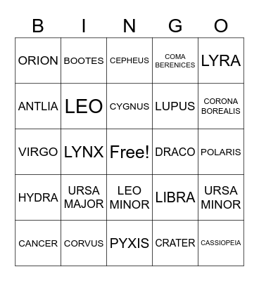 NORTHERN SKY BINGO Card