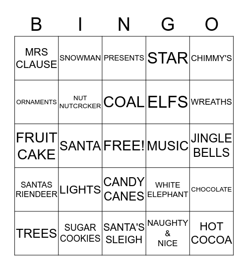 CHRISTMAS Bingo Card