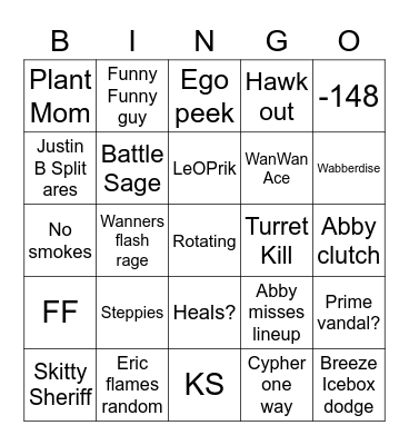Wabbykins Valorant Bingo Card