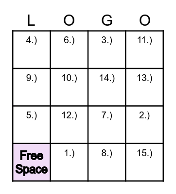 Logarithmic Bingo Card