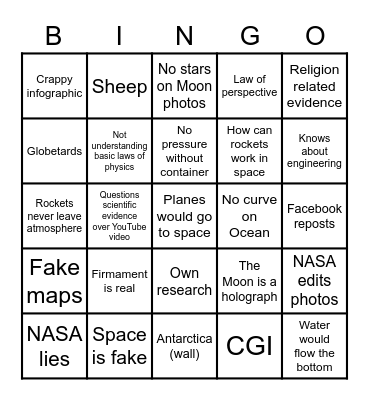 Flat Earch Bingo Card