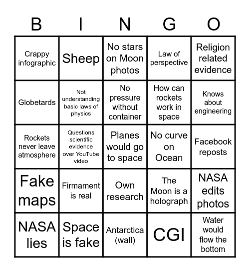 Flat Earch Bingo Card