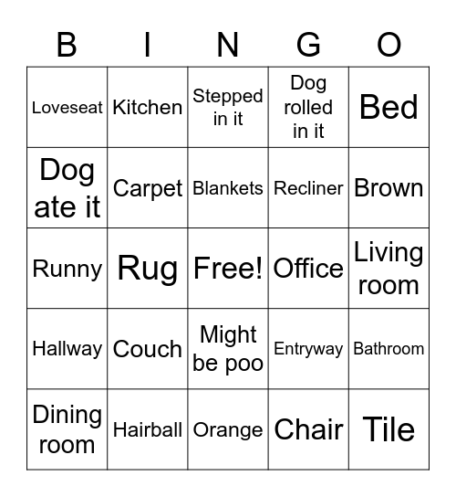 Cat Puke Bingo Card