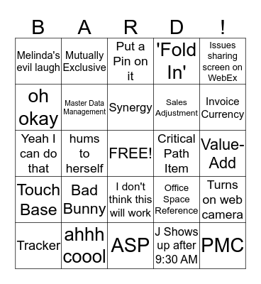 BARD Bingo Card