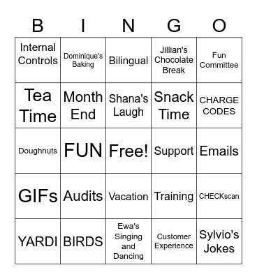 AR Team Bingo Card