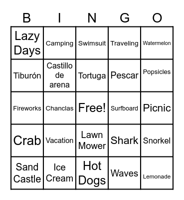 Summer Bingo Card