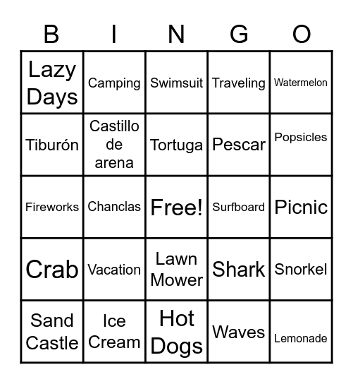 Summer Bingo Card