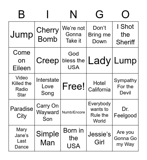 Memorial Day Bingo Card