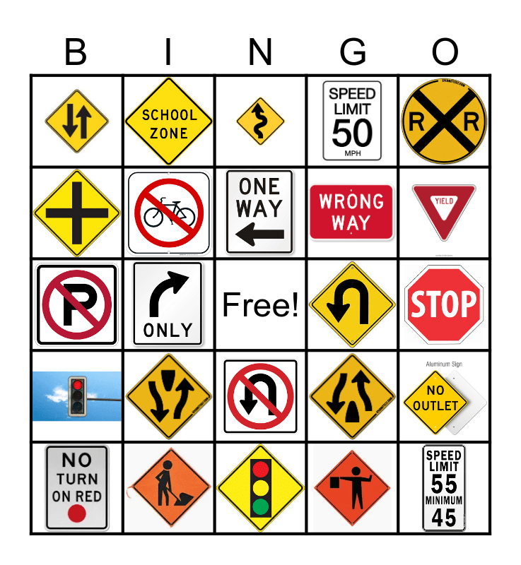 Driving Bingo Card