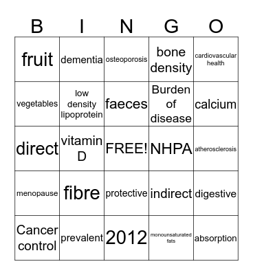 NHPA's Bingo Card