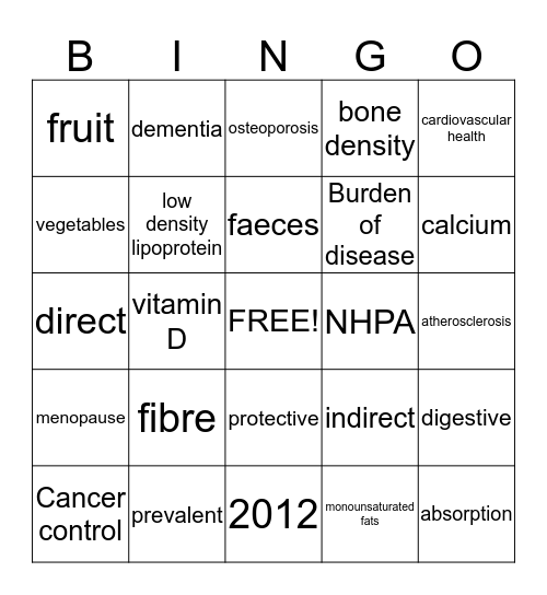 NHPA's Bingo Card