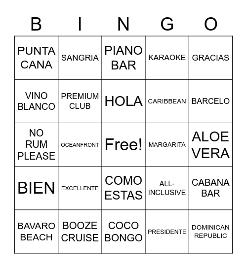 BINGO BINGO BONGO BONGO Bingo Card