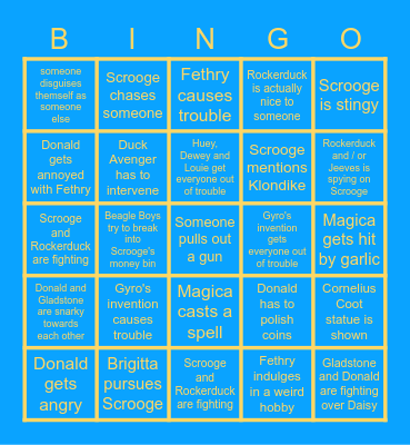 Duck Comic Bingo Card