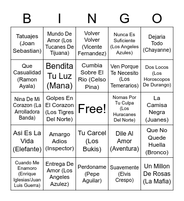 CIT MUSIC BINGO Card