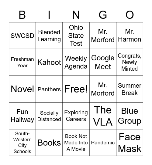 BINGO for 2020-2021 Bingo Card