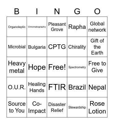 doTERRA Difference Bingo Card