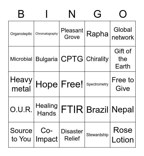 doTERRA Difference Bingo Card