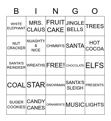 CHRISTMAS Bingo Card