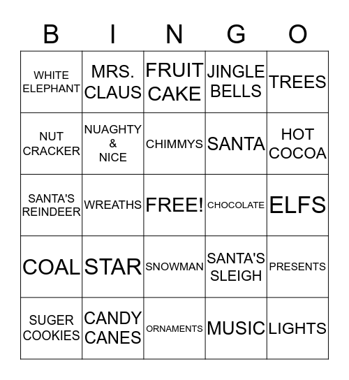 CHRISTMAS Bingo Card