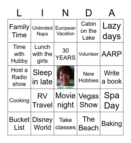 Linda's Retirement BINGO Card