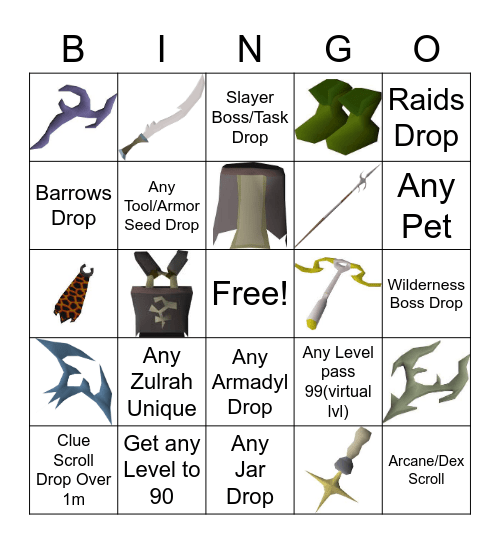 OSRS Bingo Card