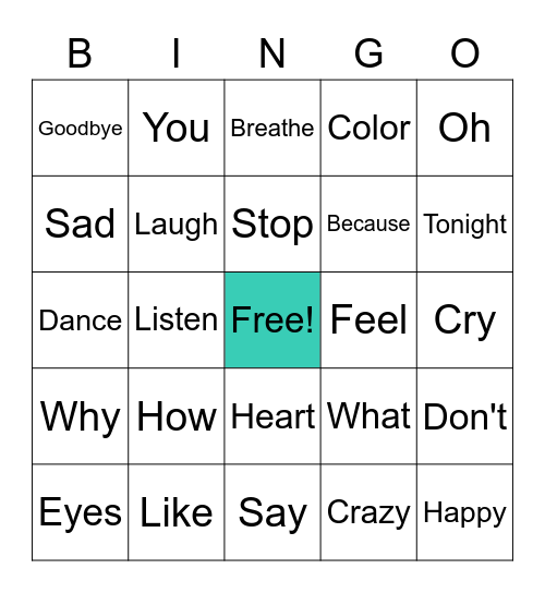 Singing Bingo Card