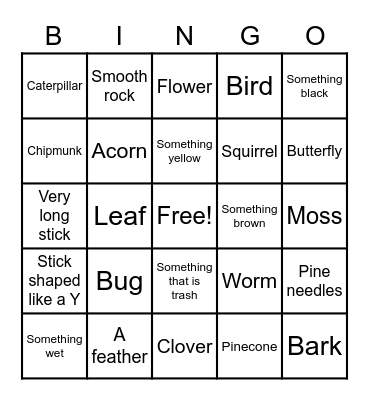 Spring Scavenger Bingo Card