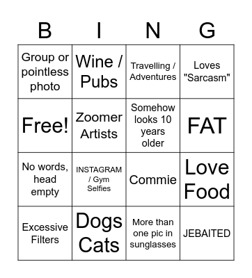 Dating App Bingo Card