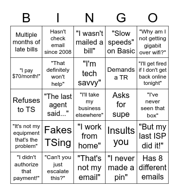 Bad CX Bingo Card