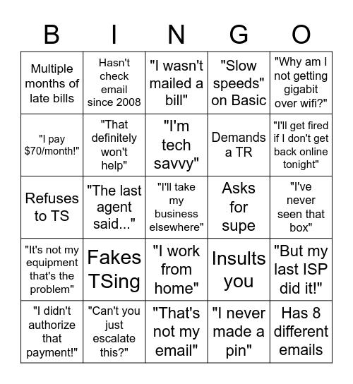 Bad CX Bingo Card