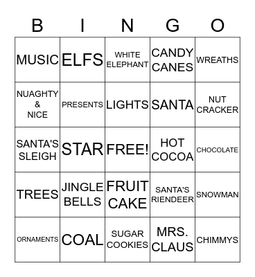 CHRISTMAS Bingo Card