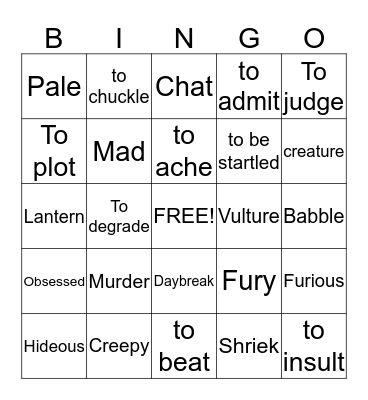 The Tell-Tale Heart Bingo Card