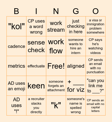 Lingo Bingo Card