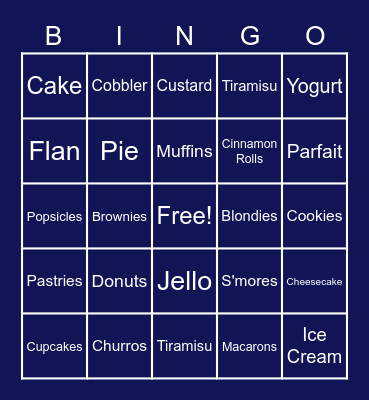 Desserts Bingo Card