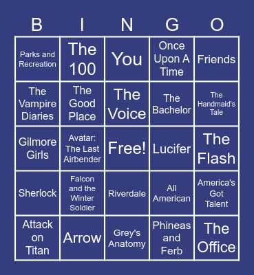 TV Shows Bingo Card